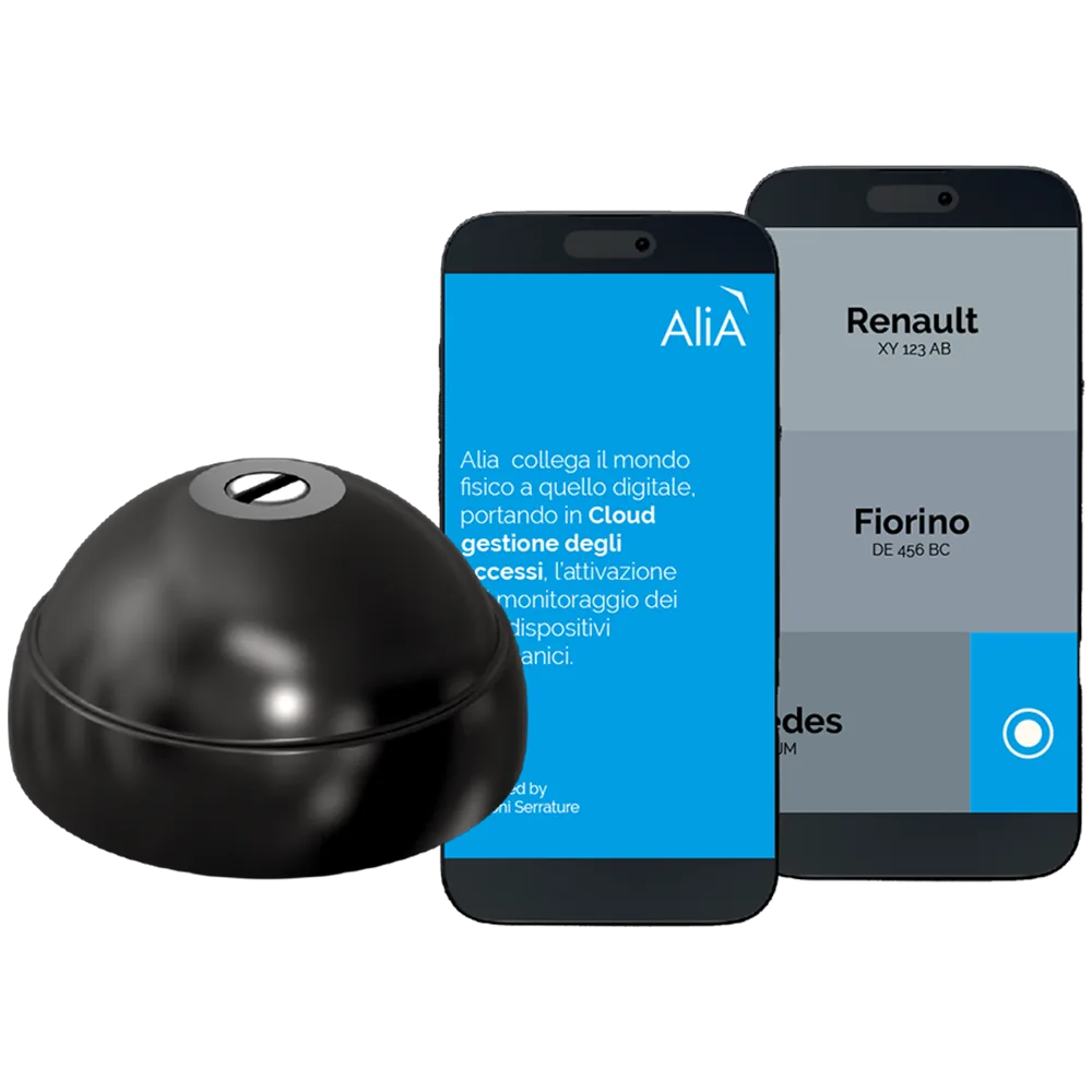 UFO Cloud: het veiligheidsslot naast een smartphone met de bijhorende app