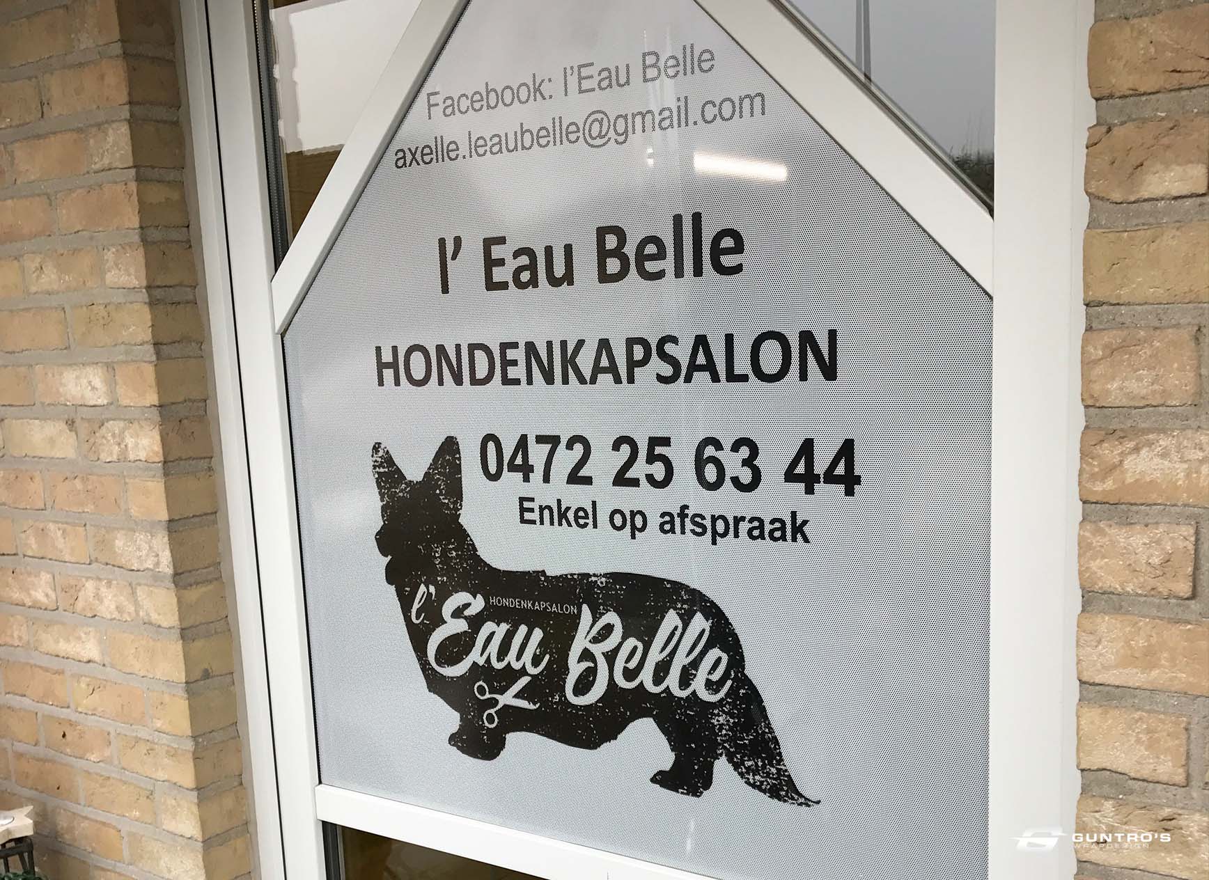 BESTICKERING HONDENSALON L'EAU BELLE